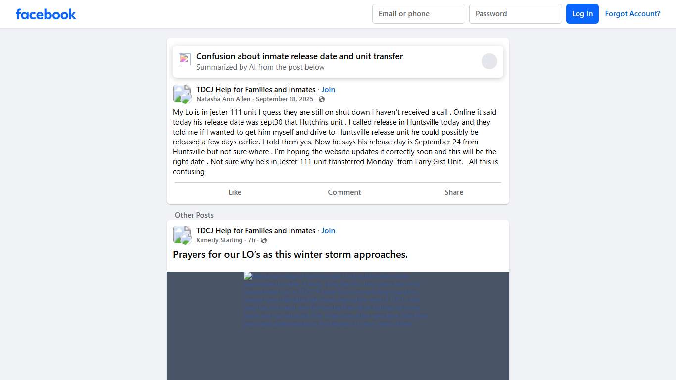 TDCJ Help for Families and Inmates | My Lo is in jester 111 unit I guess they are still on shut down I haven't received a call | Facebook