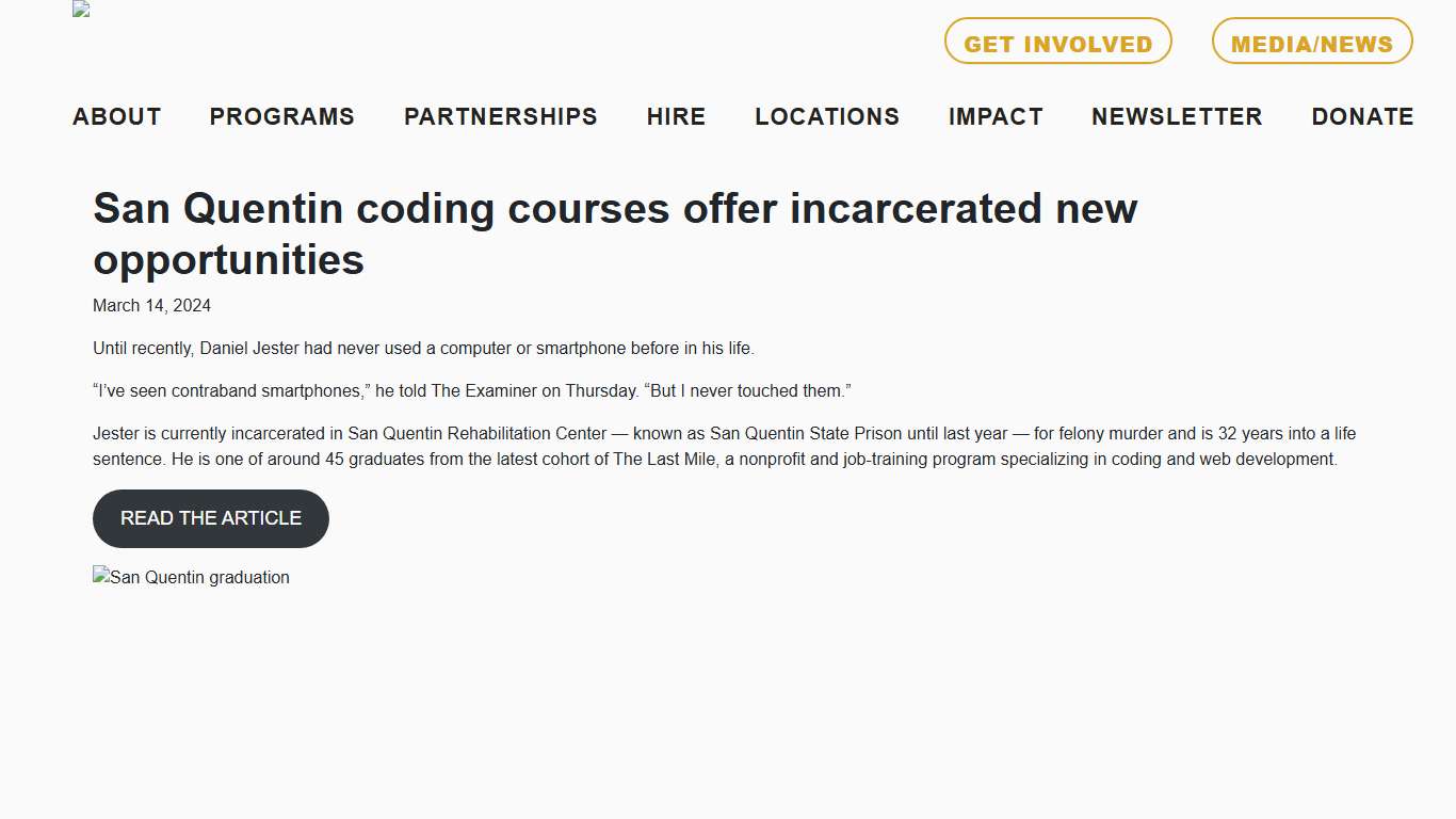 San Quentin coding courses offer incarcerated new opportunities - The Last Mile